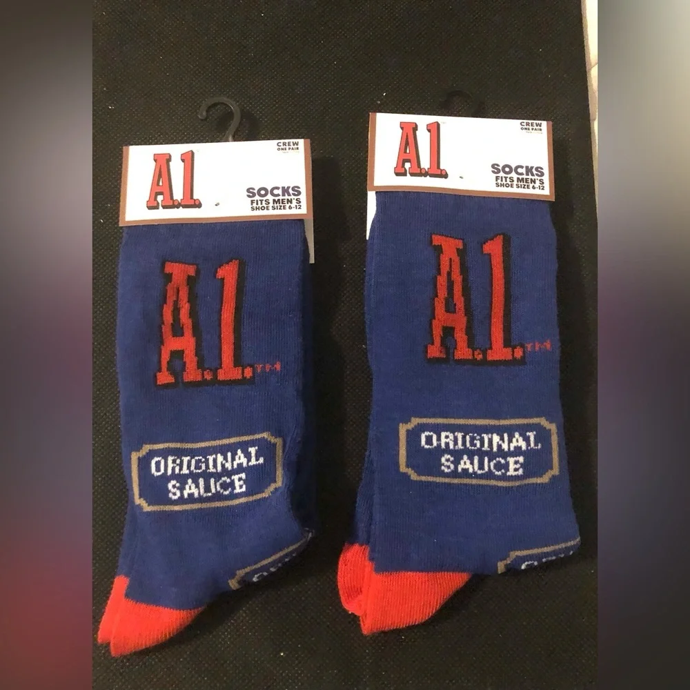 2pairs‎ A1 original steak sauce Men’s crew socks - new